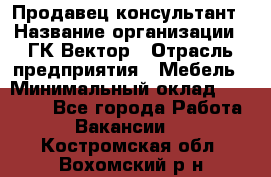 Продавец-консультант › Название организации ­ ГК Вектор › Отрасль предприятия ­ Мебель › Минимальный оклад ­ 15 000 - Все города Работа » Вакансии   . Костромская обл.,Вохомский р-н